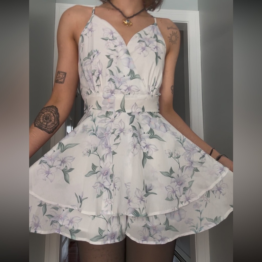 White floral romper dress